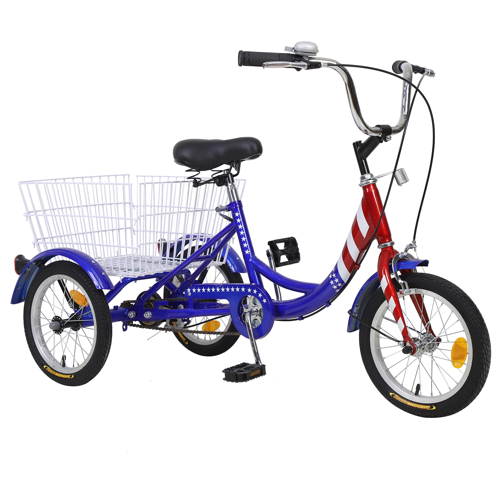 3-Wheels Bike Trike 16/20/24/26inch Adult Tricycle 1/7-Speed with Basket Bicycle 