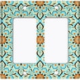 thumbnail image 6 of Metal Light Switch Plate Cover Mandala Teal Flower Tile Pattern MDL013, 6 of 13