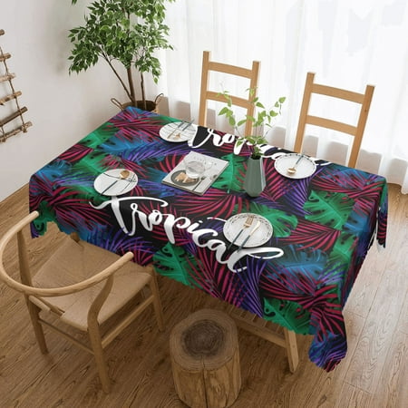 

Tablecloth Tropical Plant Leaves Table Cloth For Rectangle Tables Waterproof Resistant Picnic Table Covers For Kitchen Dining/Party(54x72in)