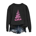 thumbnail image 2 of GUZOM Womens Black Christmas Sweatshirt - 100% Polyester Oversized Crew Neck with Pink Sparkling Christmas Tree Graphic, Festive Holiday Fall Winter Casual Wear,Size XS, 2 of 4