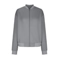thumbnail image 6 of Zip Up Jacket for Women Lightweight Stand Collar Bomber with Pockets Long Sleeve Casual Loose Fall 2025 Trendy Outwear, 6 of 7
