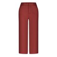 thumbnail image 4 of JSheng Women's Casual Suit Pants Trendy Women's Suit Pants Loose Comfortable Cropped Pants with Pocket Wine S, 4 of 5