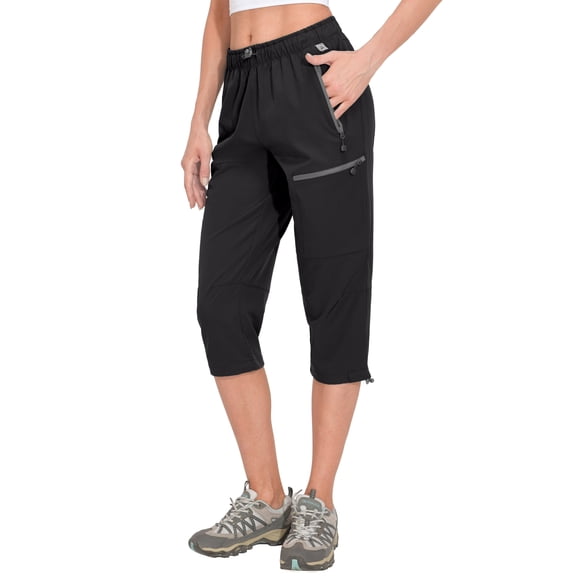 Mapamyumco Women's Quick Dry 3/4 Pants Capri Shorts Lightweight Hiking Travel Casual Size M