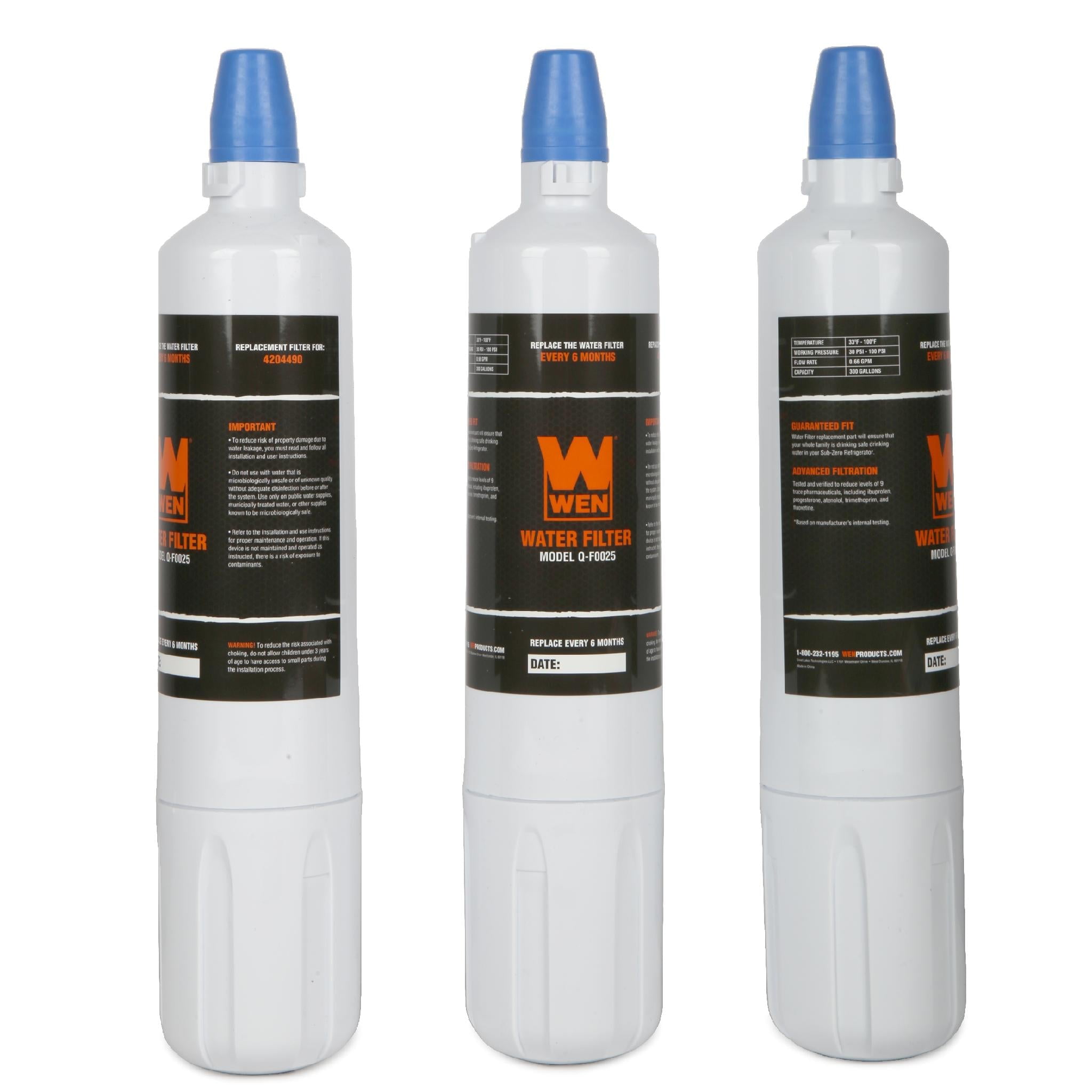 WEN Replacement Refrigerator Water Filter, 3 Pack (OEM part number 4204490)