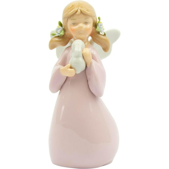 Little Blonde Angel with a Bunny 4" Porcelain Figurine