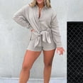 thumbnail image 2 of GILIGEGE Linen Sets for Women 2 Piece Summer Women's Shirt Side Slit Long Shirt with Shorts Suits Elegant Lady Pure Color Short Sleeved Shirt Suit Button Down Shirts and Shorts Beach Outfit Sets, 2 of 4