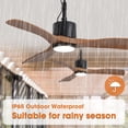 thumbnail image 5 of Parrot Uncle 42" IP65 Waterproof Plug-in Outdoor Ceiling Fan with Light and Remote, Brown Propeller Ceiling Fan for Patio, 5 of 20