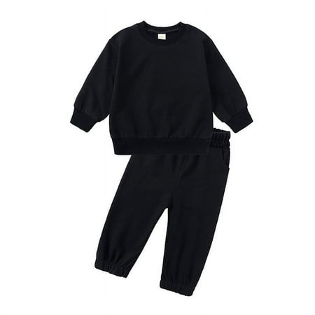 

Toddler Boys Long Sleeved Trousers Hoodie Suit Spring and Autumn Solid Color Sports Casual Two-Piece Set 1-6Y