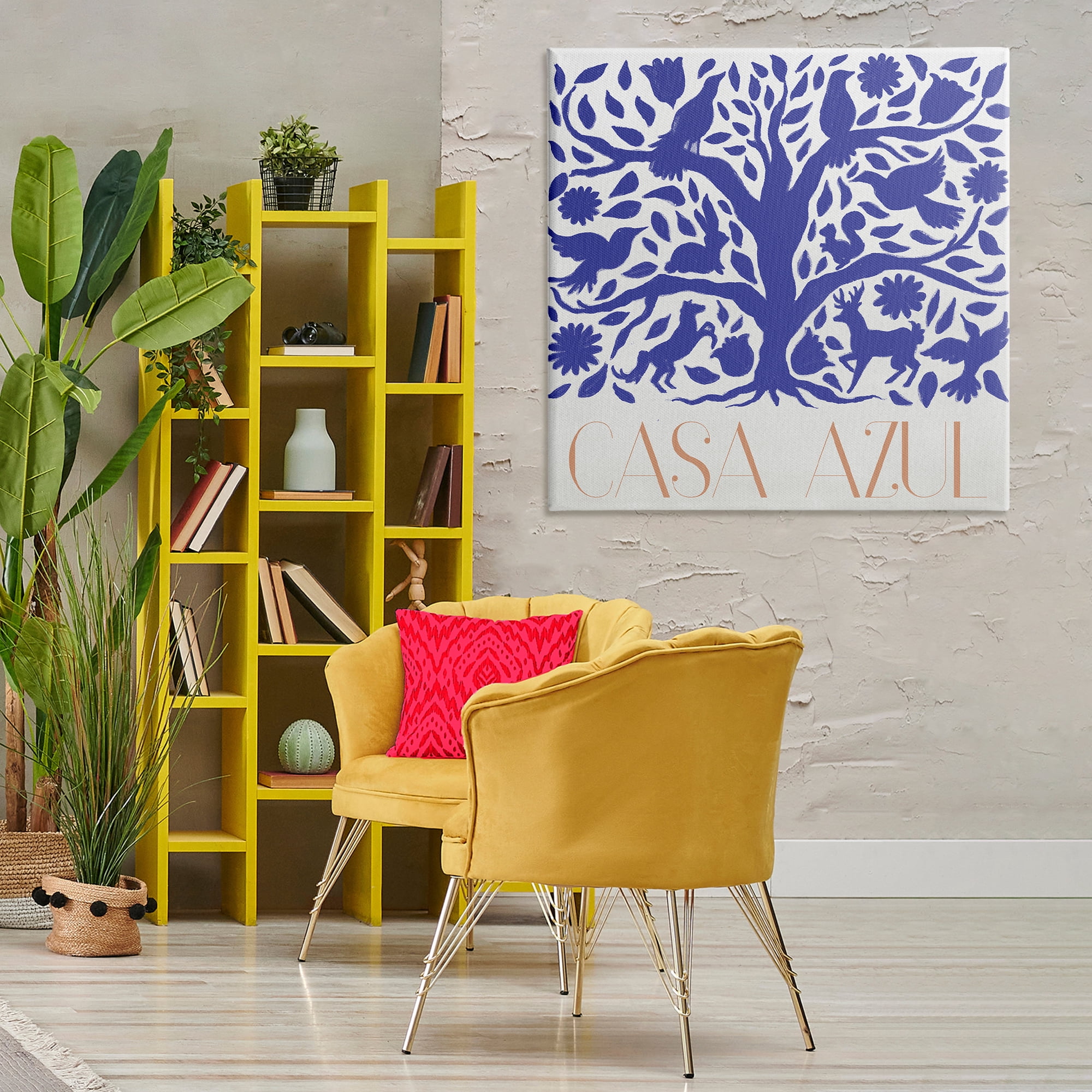 Stupell Industries Casa Azul Árbol y Animales Animals Painting Wrapped Canvas Art Print Wall Art, 36 x 36