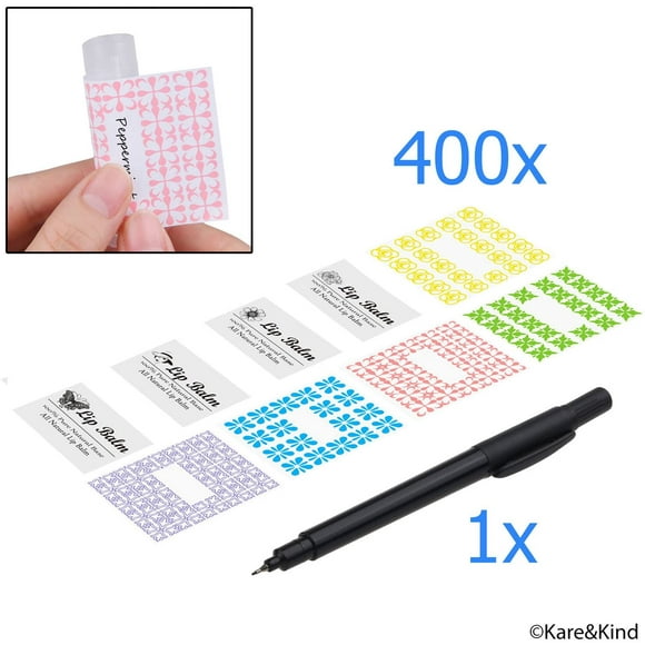 Labels for Lip Balm Tubes/Value Pack of 400 Stickers (or Other Purposes) - 200 Writable Stickers and 200 Printed