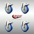 thumbnail image 2 of 5 Inch 316SS Blue Polyurethane Swivel Bolt Hole Caster Set with Lock Brake SCC, 2 of 2
