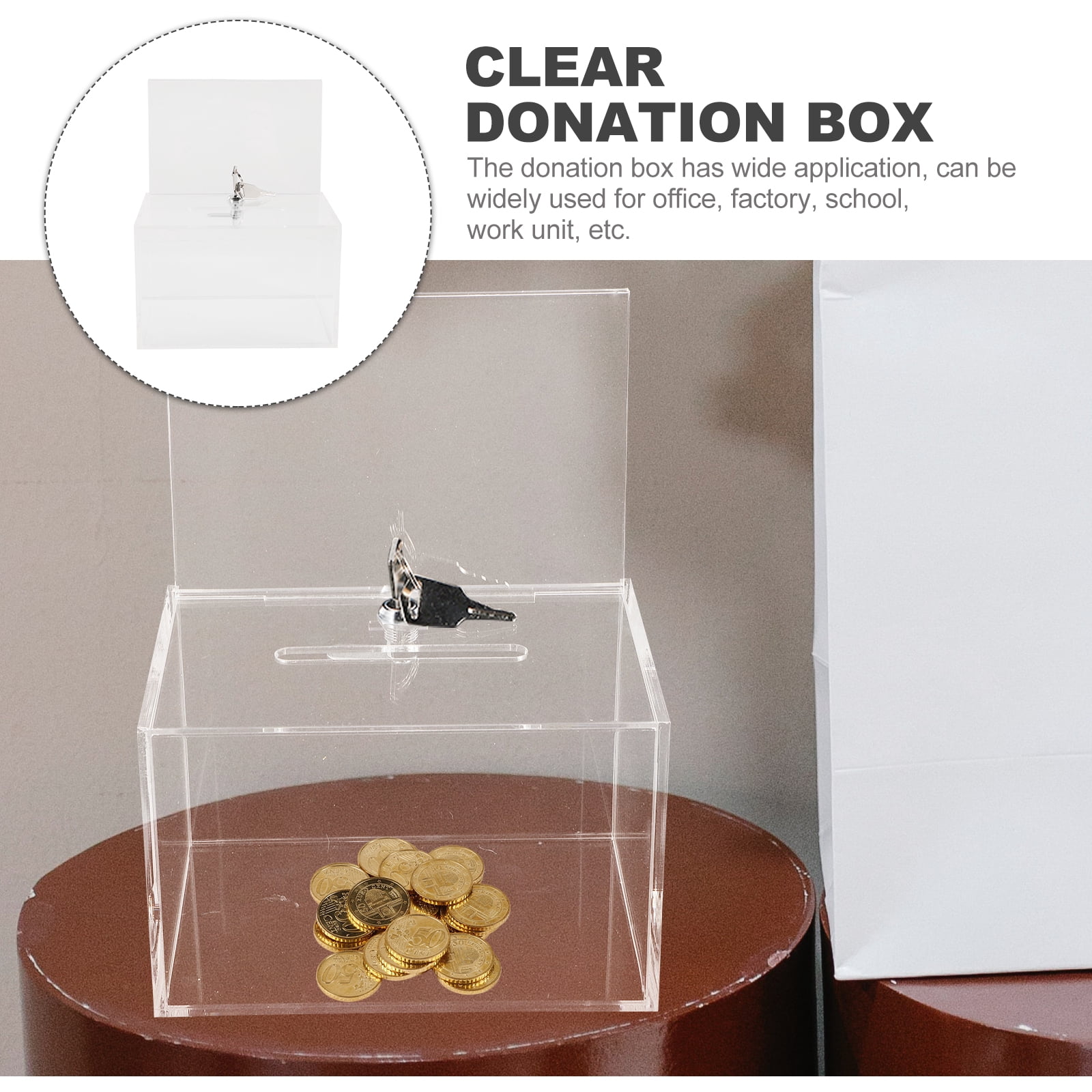SOPOTUTU Raffle Ticket Container Donation Box Transparent Plastic 1 Set Letter Storage