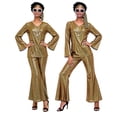 thumbnail image 5 of BOOMNY Halloween 70S Women Disco Outfit Hippie 7Pcs Sequin Top Bell Bottoms With Accessories Sets Shiny Stage Performance Partywear, 5 of 5