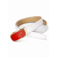 thumbnail image 4 of Cinturón de mujer Catelles de cuero vacuno con hebilla automática de aleación,blanco,ancho de 2.4cm resistente al desgaste,versátil para el uso diario,caja de regalo y para cinturade 115cm, 4 of 10