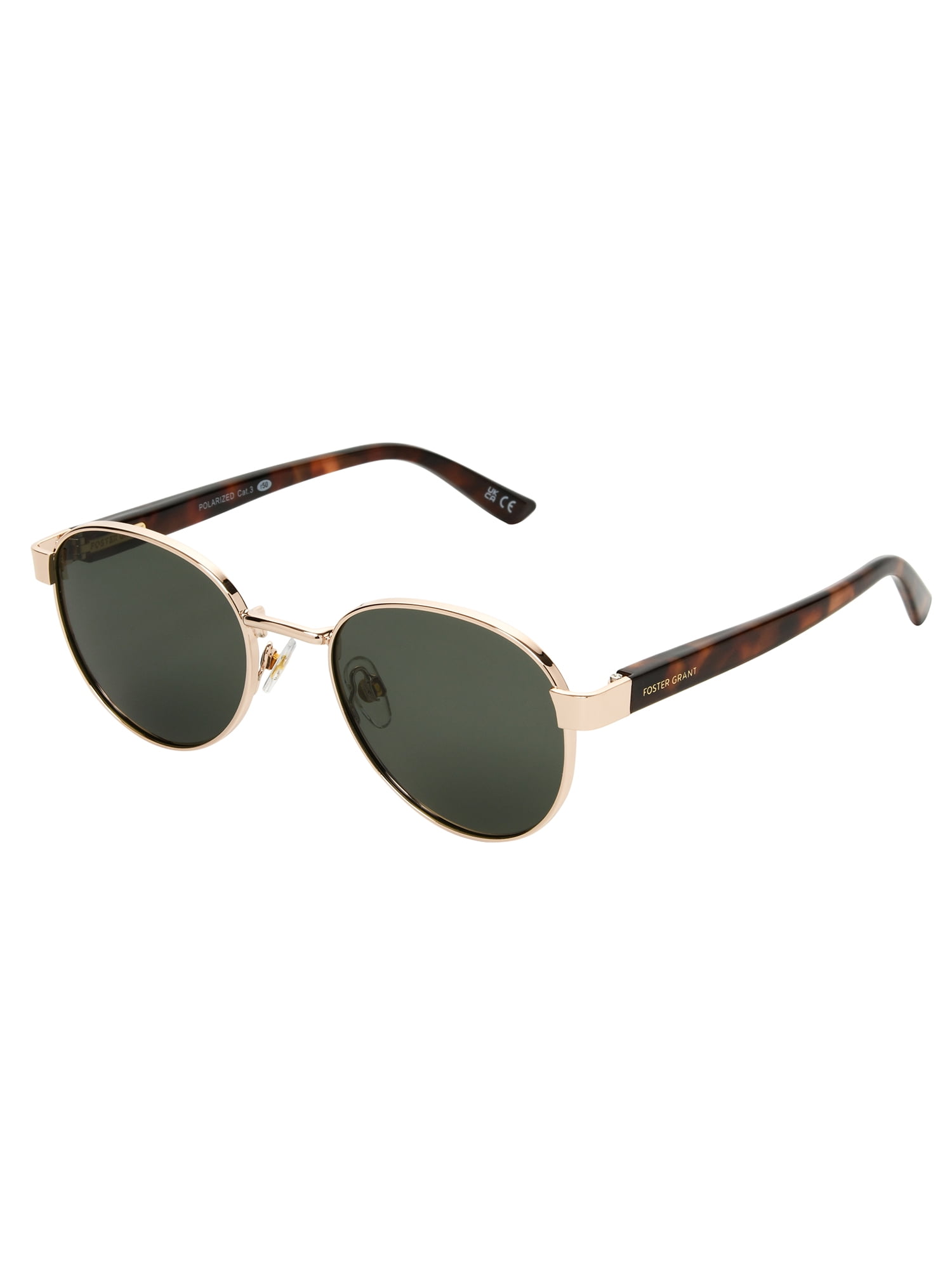 Foster Grant TruPolar Round Metal Polarized Sunglasses