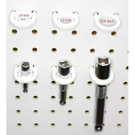 - White Peg board Multi-Purpose Wall Tool Organizer Holder Garage Pegboard 40 pack Plastic