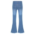thumbnail image 2 of Miaeowve Kids Girls Ripped Flare Jeans Raw Hem Denim Bell Bottom Trousers Retro Washed Wide Leg Distressed Denim Pants Light Blue 10, 2 of 6