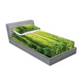 thumbnail image 2 of Ambesonne Nature Fitted Sheet & Pillow Sham Set, Tropical Amazon Forest, Twinxl, Forest Green Pale Green, 2 of 2