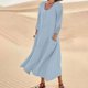 thumbnail image 1 of Mejor Belleza Women's cotton linen dresses summer midi dresses with pockets Mejor Belleza Vestido boho;Vestidos largos de playa;Flowy with ruffled hem, 1 of 7