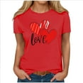 thumbnail image 6 of Mifsaly Valentine's Shirts for Women Bright Heart Print Shirt Loose Crewneck Short Sleeve Tops Pullover Girlfriend Gifts Blouse Funny Festival Party T-Shirt Spring Summer Fashion Teacher Outfits S, 6 of 8