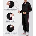thumbnail image 6 of Men's 2Pc Full Zip Tracksuit, 4 Way Stretch Color Block Jogger with Zipper Pockets for Gym Running Black S, 6 of 8