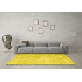 thumbnail image 3 of Ahgly Company Machine Washable Indoor Square Abstract Yellow Contemporary Area Rugs, 6' Square, 3 of 4