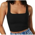 thumbnail image 2 of GERsome Tank Tops for Women Square Neck Sleeveless Crop Tops Solid Color Basic Slim-Fit Going Out Tops Athletic Sports Tee Shirts, 2 of 7