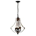 thumbnail image 3 of Fabiola 15 in. 4-Light Indoor Matte Black and Faux Wood Grain Finish Chandelier with Light Kit, 3 of 5