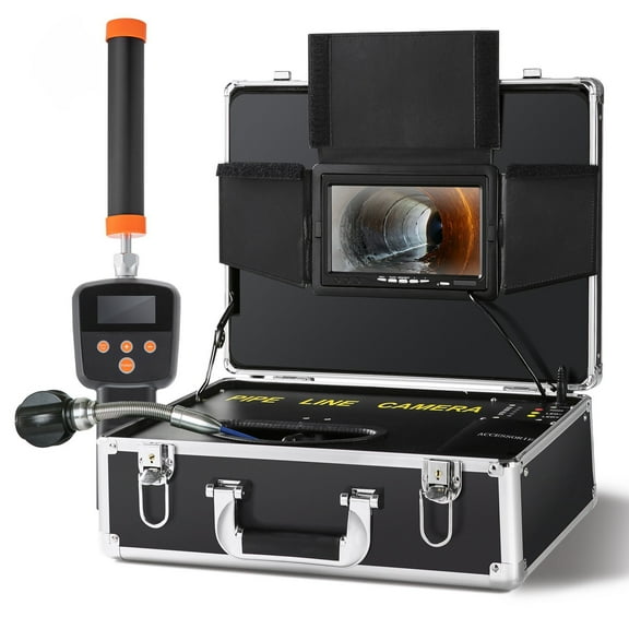 HCY Sewer Camera with 512Hz Locator,100 ft/30 m, 7" Pipeline Inspection Camera with DVR Function, IP68 Camera with 12 Adjustable LEDs, A 16 GB SD Card for Sewer Line, Home, Duct Drain Pipe Plumbing