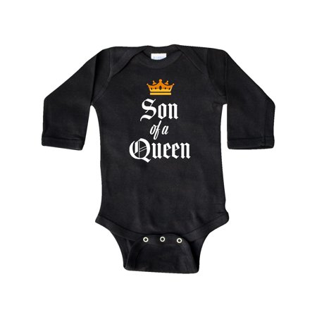 

Inktastic Son of a Queen with Crown in White Gift Baby Girl Long Sleeve Bodysuit