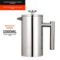thumbnail image 1 of European-Inspired 304 Stainless Steel French Press Coffee Maker with Double-Layer Design - 1000ML Mirror Finish, Built-in Easy-Clean Filter for Versatile Coffee & Tea Brewing, Sleek Modern Kitchen, 1 of 6