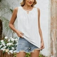 thumbnail image 3 of Fmbrln Womens Summer Loose Tank Tops Round Neck Ruched Sleeveless Tops Casual Solid Basic Shirts White S, 3 of 5