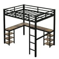 Bellemave Full Size Loft Bed with Desk and Shelves, Metal HeavyDuty