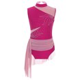thumbnail image 2 of Alvivi Kids Girls Sparkle Rhinestone Gymnastics Leotards Lyrical Dance Dress Performance Costume Hot Pink 14, 2 of 6