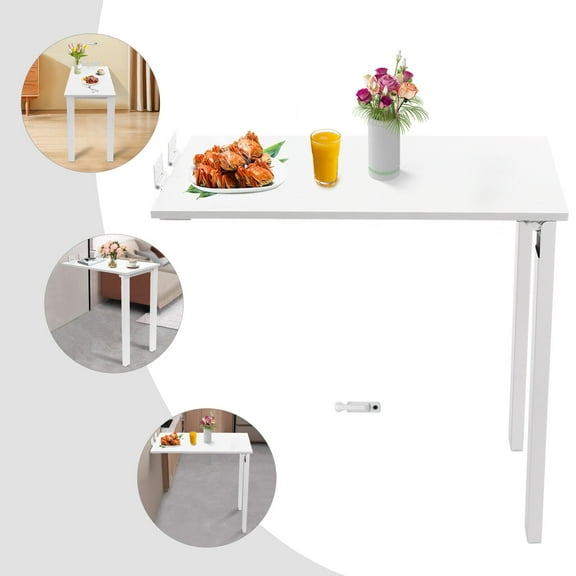 White Wall Mounted Folding Table Wood Folding Dining Table Folding Table