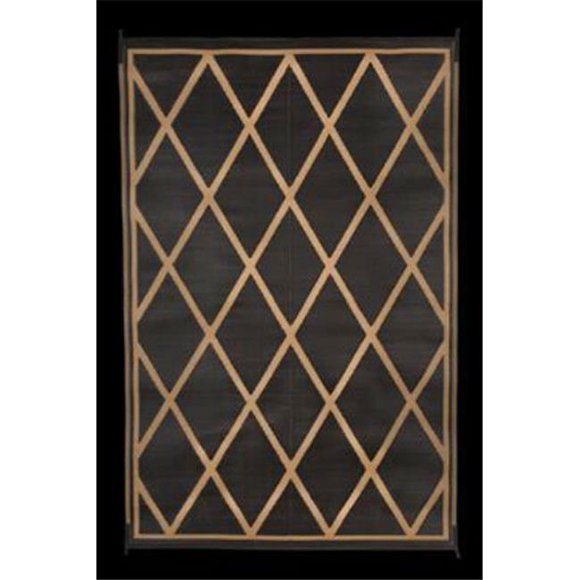 9 x 12 ft. Reversible RV Outdoor Patio Mat, Black & Beige