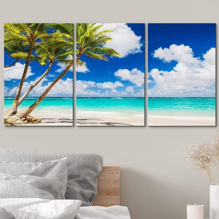 wall26 Canvas Print Wall Art Set Teal Ocean Beach Wave Tropical