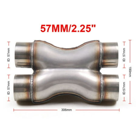 2.25'' In/Out Universal Car Exhaust System Crossover X Pipe Four Way Exhust Pipe