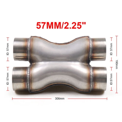2.25'' In/Out Universal Car Exhaust System Crossover X Pipe Four Way Exhust Pipe