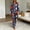 Navy, variant on BaoFuBaoMei Halloween Pajamas Sets Woman Plus Size Long Sleeve Top and Pants Sleepwear Ghost Pumpkin Bat Print Soft Cozy Lounge Set