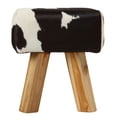 thumbnail image 2 of Bare Decor Juliet Genuine 100% Hide and Teak Vanity Stool Ottoman, Black and White, 2 of 13