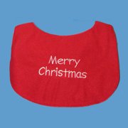 Angle View: Club Pack of 12 Baby's Red and White Fabric Christmas Bibs