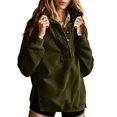 thumbnail image 2 of Mock Neck Sweatshirt for Women Solid Color Button Long Sleeve Loose Relaxed Fit Casual Lightweight Ribbed Cuffs Cozy Classic Everyday Fall Winter Pullover, 2 of 9
