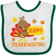 thumbnail image 3 of Inktastic Happy Thanksgiving with Cute Turkey and Leaves Boys or Girls Baby Bib, 3 of 4