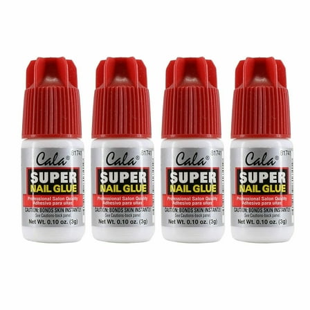 Cala Super Nail Glue Professional Salon Quality  Quick and Strong Nail Liquid Adhesive 4 Bottles