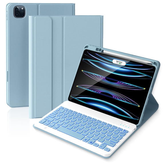 Funda con Teclado ABEIFAN para iPad Air 11" M3/M2 Pro 11" Azul