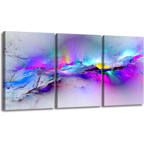 Hieng 3Pieces Canvas Wall Art Decor Modern Artwork Print Abstract Colorful Brushstrokes Landscape Painting Poster Wall Art for Living Room Home Decoration(Only canvas)