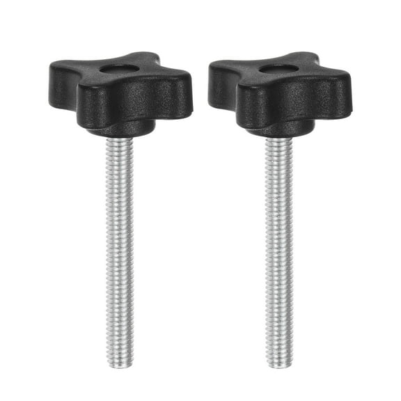 Uxcell 2 Pieces Star Knobs M6 x 60mm Metric Threaded Stud 32mm 4-Point Plastic Head Clamping Thumb Screws