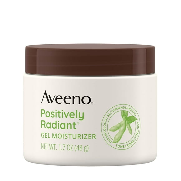 Gel Hidratante Facial Diario Aveeno Positively Radiant con Ácido Hialurónico y Soya, Hidratante y Ac