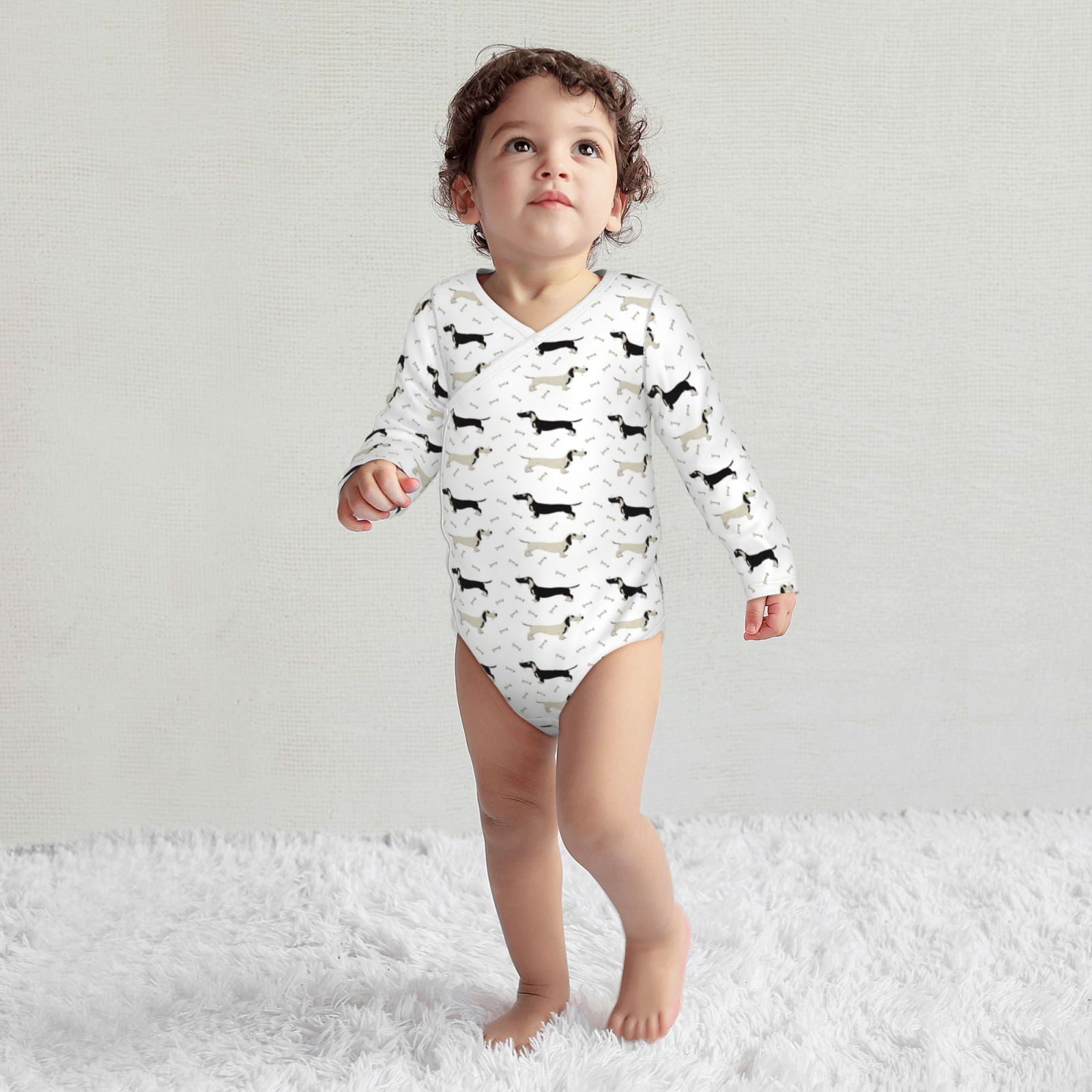 Xecao Dachshund Dog Print Baby unisex-baby Cotton Long-sleeve Bodysuits-3 Months